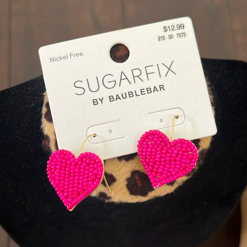Sugarfix by Baublebar Pink Beaded Heart Earrings